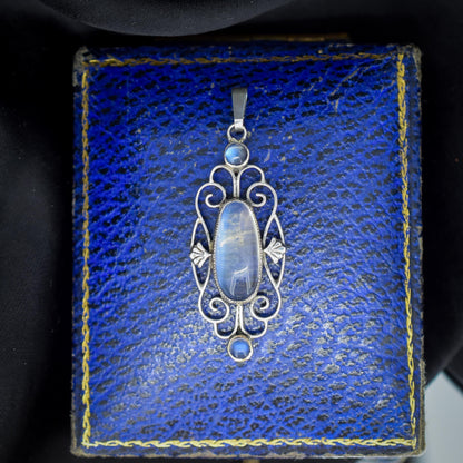 Antique Moonstone Sterling Silver Drop Pendant