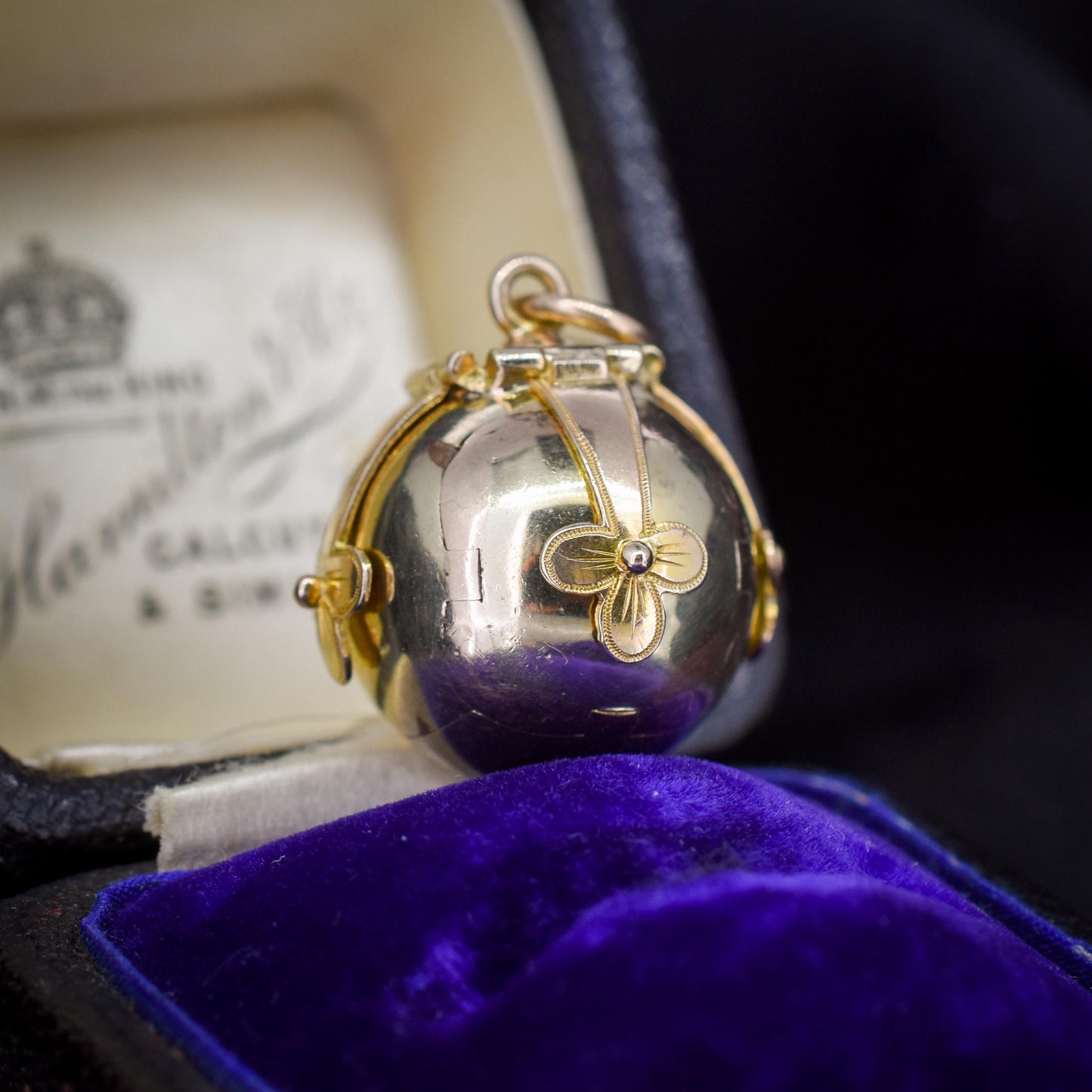 Vintage 9ct Gold and Silver Masonic Ball Charm Pendant