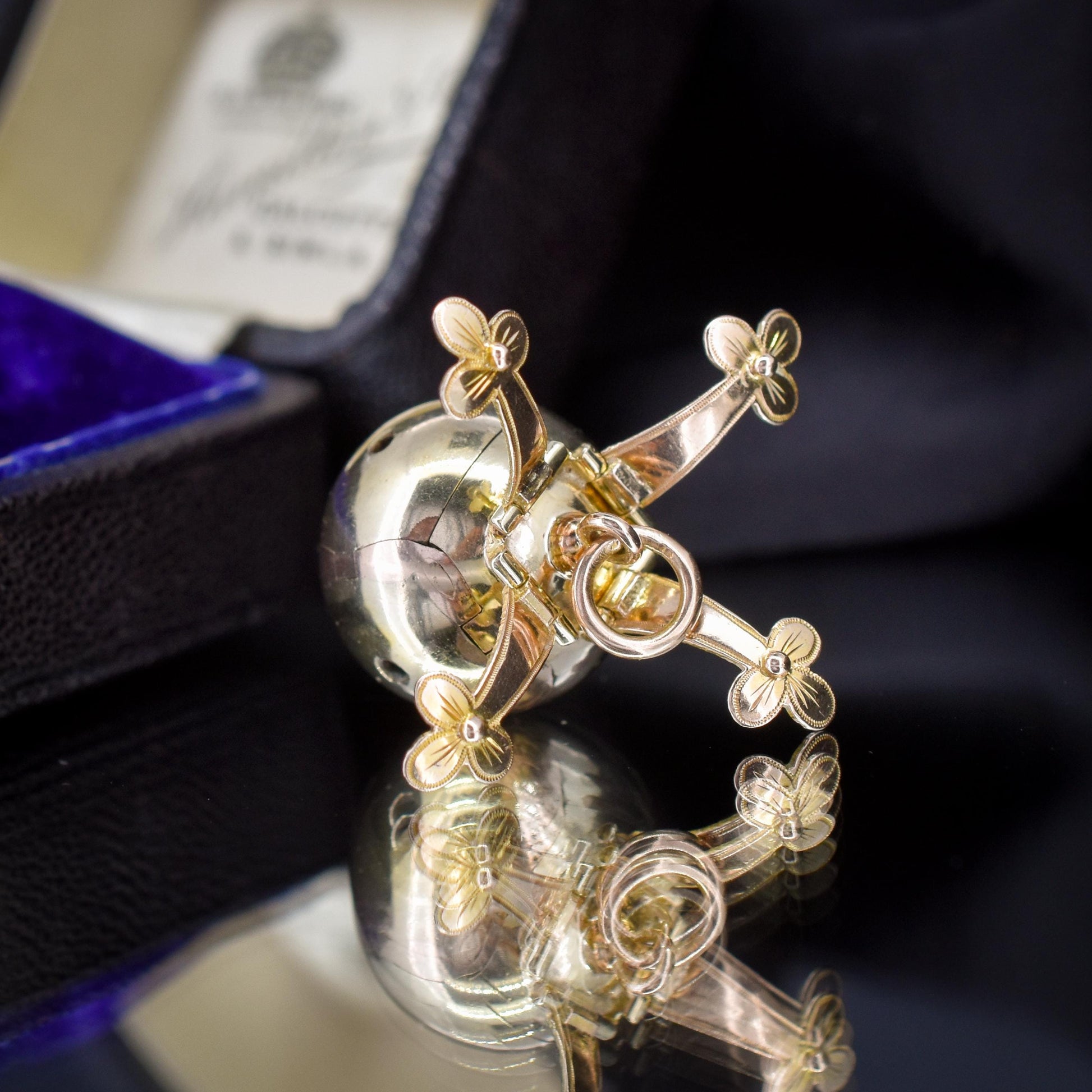 Vintage 9ct Gold and Silver Masonic Ball Charm Pendant