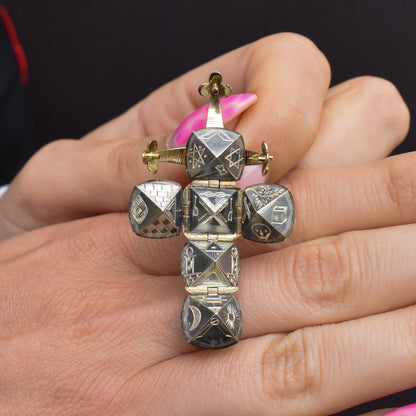 Vintage 9ct Gold and Silver Masonic Ball Charm Pendant