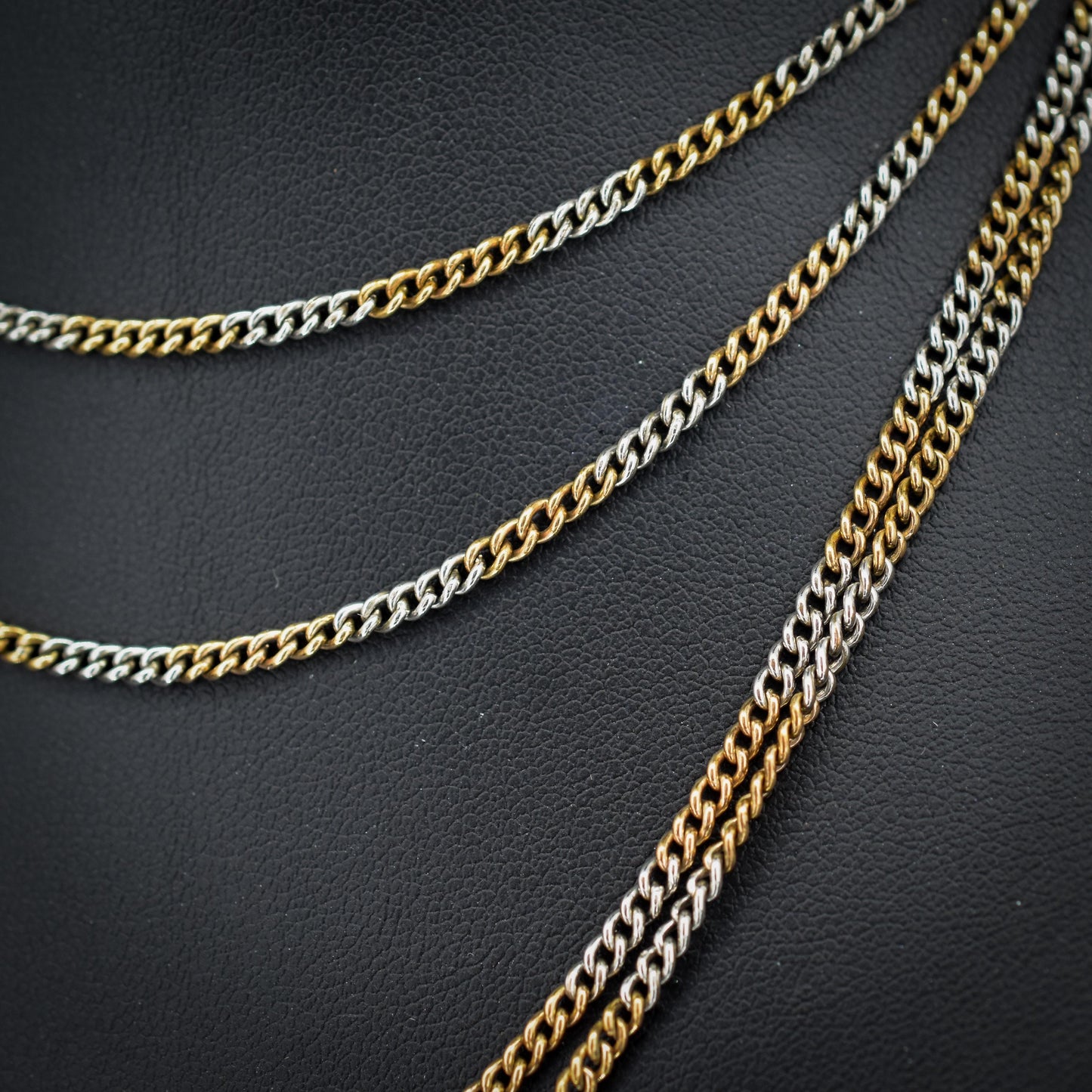 Antique Multi Tone Curb Long Guard Chain Necklace with Dog Clip | 62" length