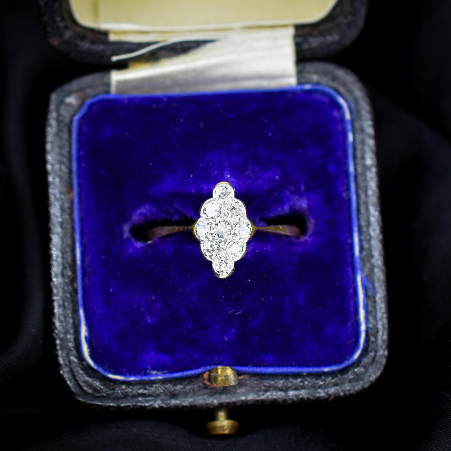 Antique Diamond Navette 18ct Gold and Platinum Ring