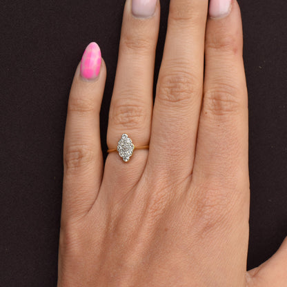 Antique Diamond Navette 18ct Gold and Platinum Ring