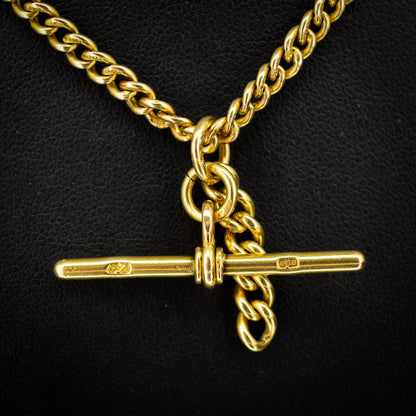 Antique 18ct Yellow Gold Curb Link Albert Watch Chain Necklace | 16"