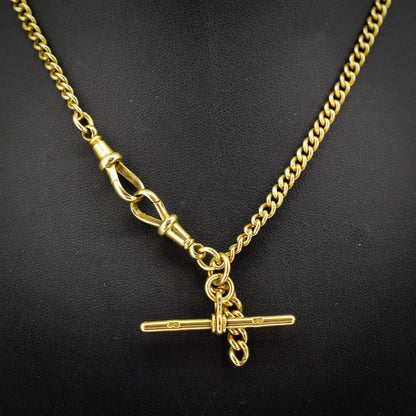 Antique 18ct Yellow Gold Curb Link Albert Watch Chain Necklace | 16"