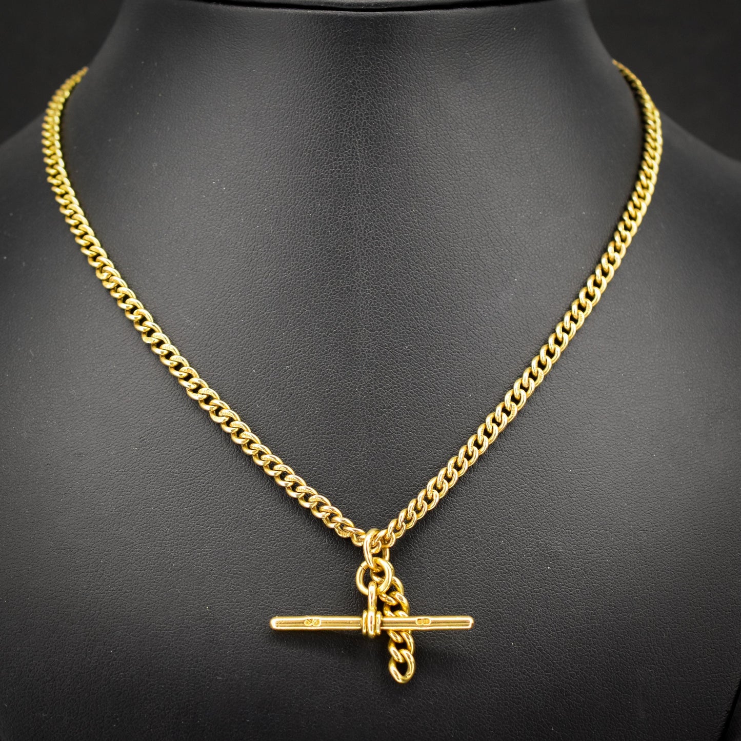 Antique 18ct Yellow Gold Curb Link Albert Watch Chain Necklace | 16"