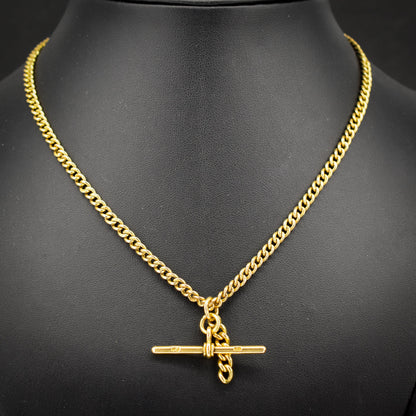 Antique 18ct Yellow Gold Curb Link Albert Watch Chain Necklace | 16"