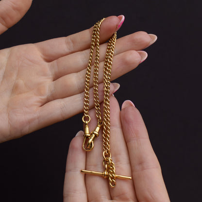Antique 18ct Yellow Gold Curb Link Albert Watch Chain Necklace | 16"