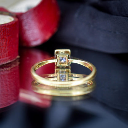 Antique 0.30ct Old Cut Diamond Square Solitaire 18ct Gold Engagement Ring