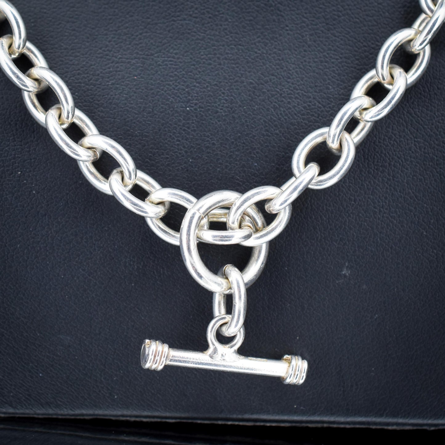 Vintage Sterling Silver Cable Link Watch Chain Necklace with T-Bar and Dog Clips – 19"