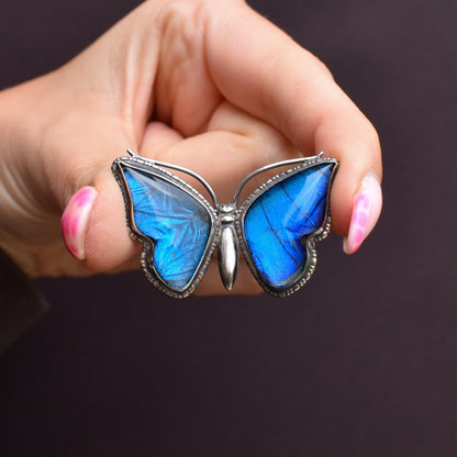 Antique Art Deco Sterling Silver Butterfly Wing Butterfly Brooch Pin