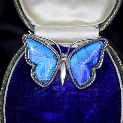 Antique Art Deco Sterling Silver Butterfly Wing Butterfly Brooch Pin