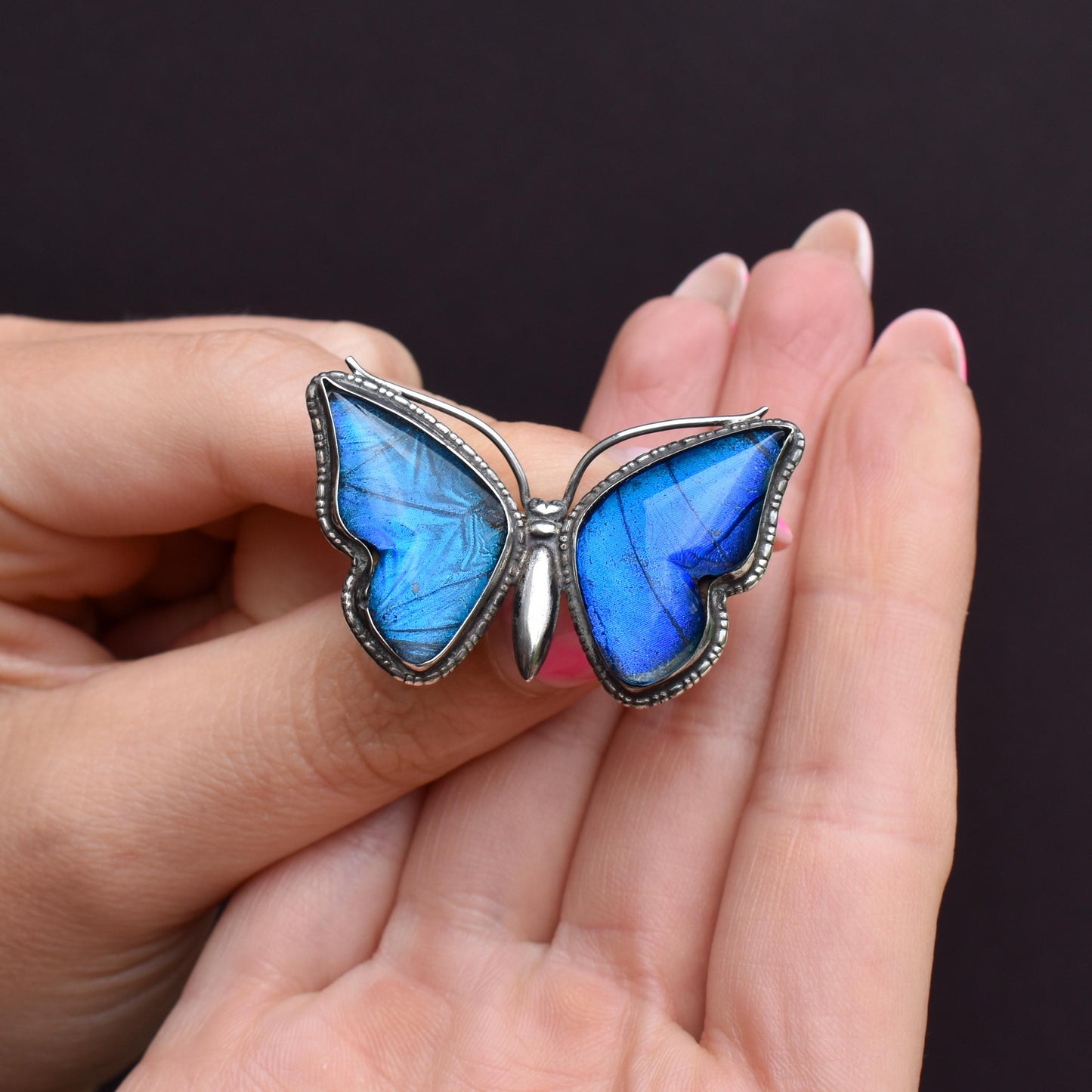 Antique Art Deco Sterling Silver Butterfly Wing Butterfly Brooch Pin