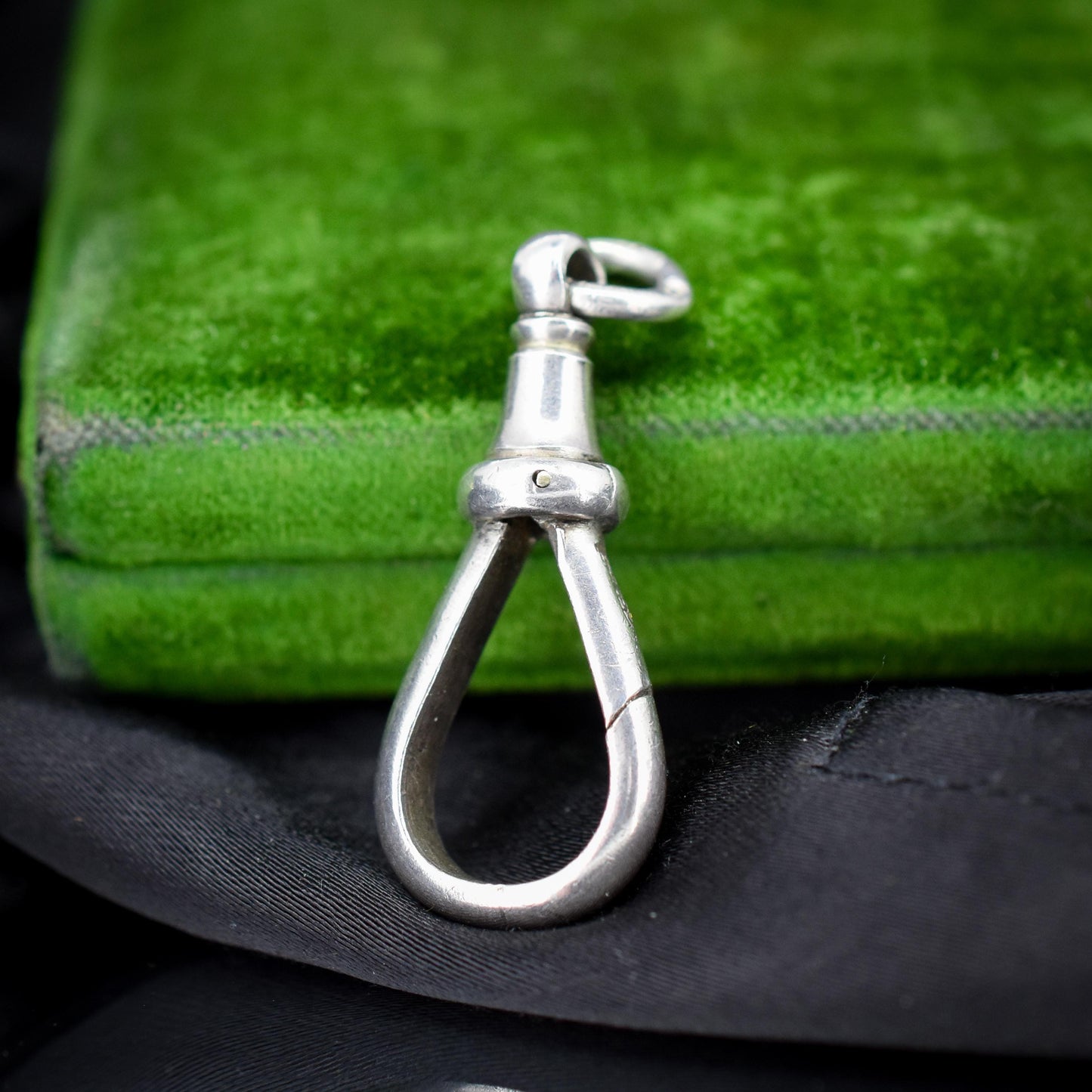 Antique '1896' Large Sterling Silver Dog Clip and Ring Extender