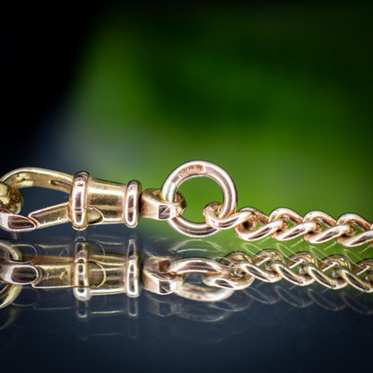 Vintage 20" 9ct Rose Gold Curb Link Double Albert Watch Chain Necklace