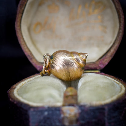 Antique 9ct Gold Pearl Shell Seashell Charm Pendant