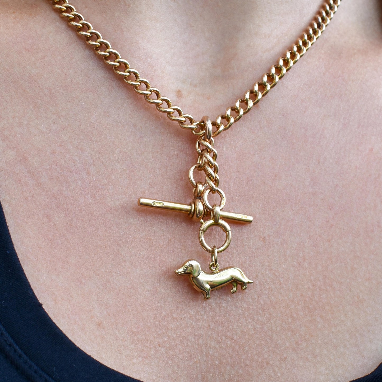 Vintage 9ct Gold Dachshund Dog Charm Pendant - Dated 1967