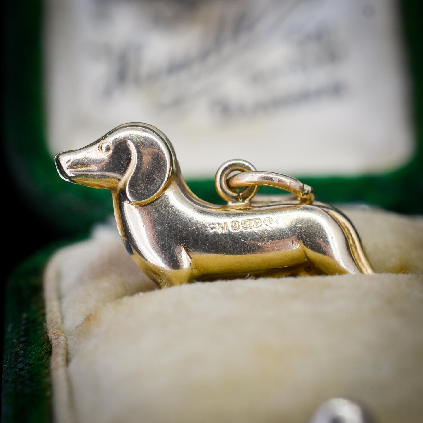 Vintage 9ct Gold Dachshund Dog Charm Pendant - Dated 1967