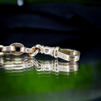 Antique 9ct Gold Oval Cable Link Dog Clip Bracelet | 8"
