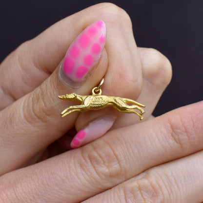Vintage 9ct Gold Solid Greyhound Dog Charm Pendant