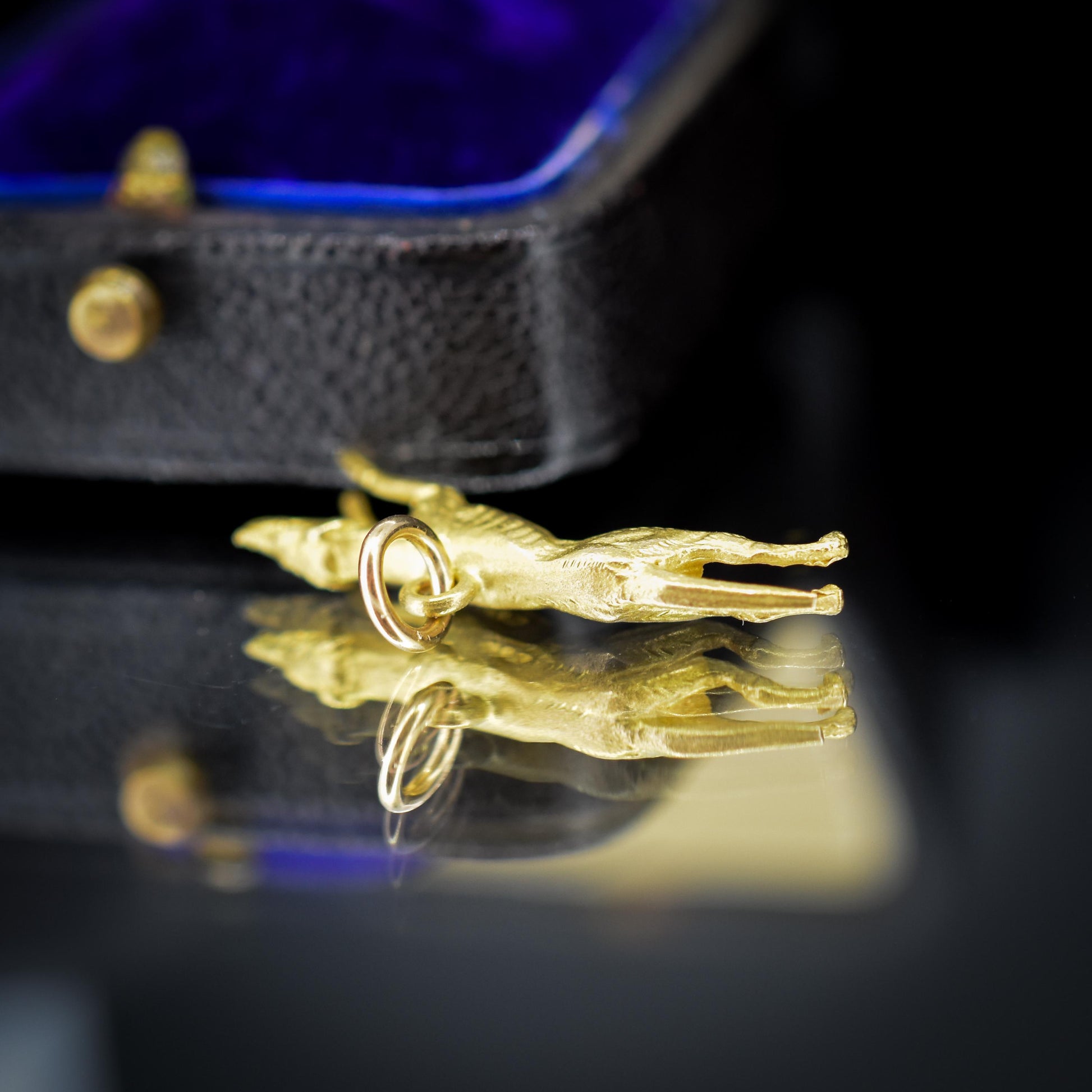 Vintage 9ct Gold Solid Greyhound Dog Charm Pendant