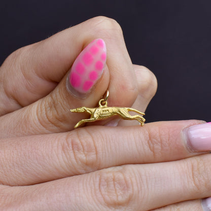 Vintage 9ct Gold Solid Greyhound Dog Charm Pendant