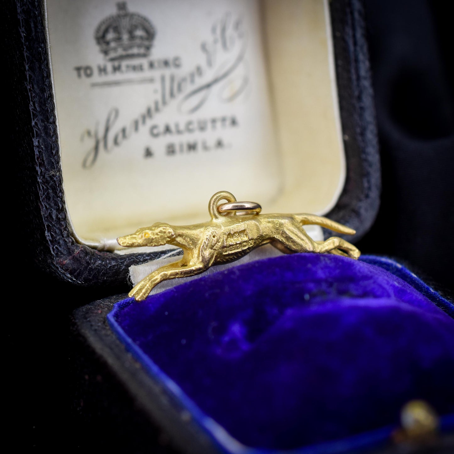 Vintage 9ct Gold Solid Greyhound Dog Charm Pendant