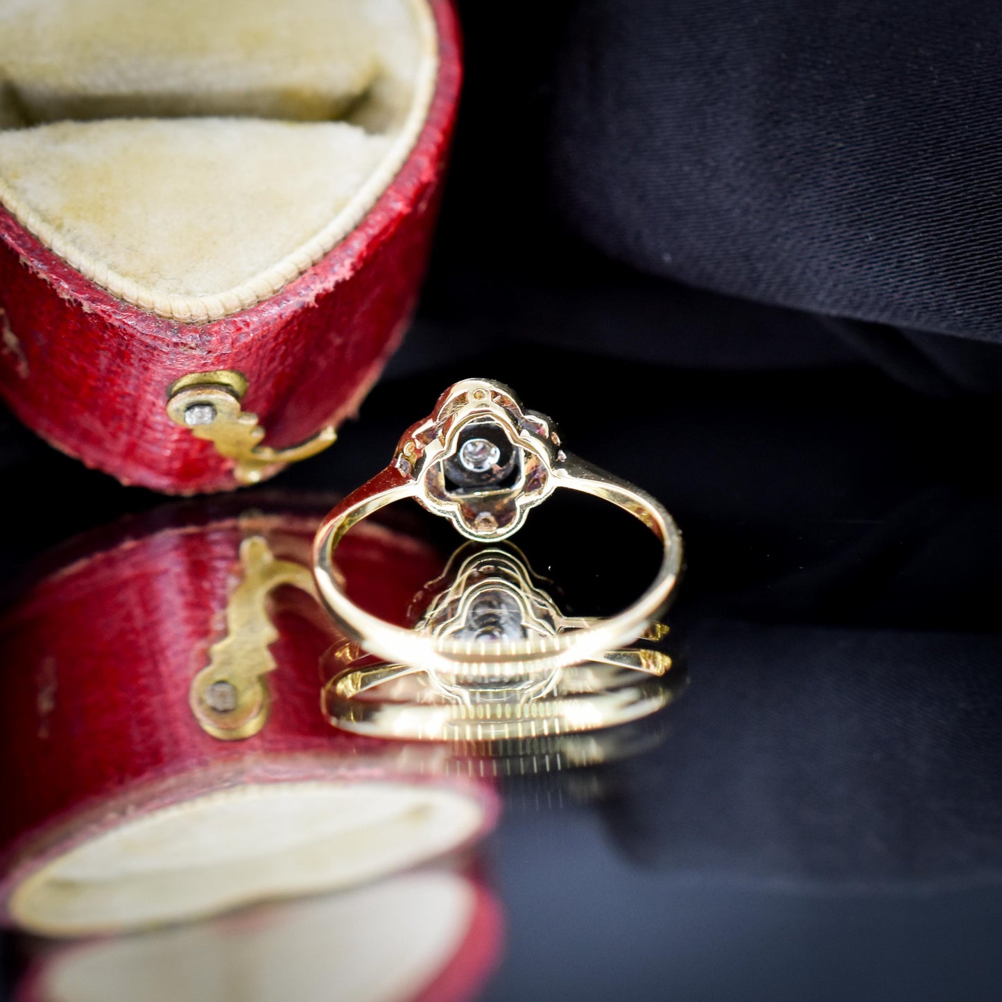 Antique Art Deco Diamond Cluster 18ct Yellow Gold and Platinum Ring