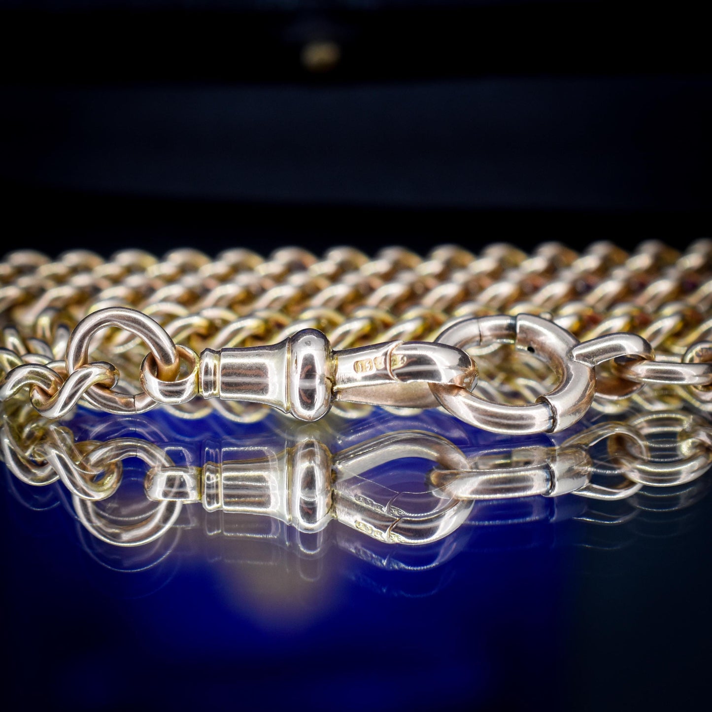 Antique 17.5" 15ct Gold Bolt Ring and Dog Clip Albert Chain Necklace