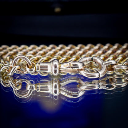 Antique 17.5" 15ct Gold Bolt Ring and Dog Clip Albert Chain Necklace