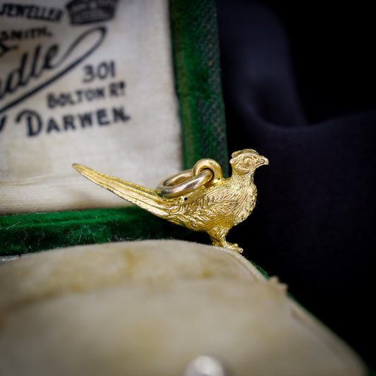Vintage 9ct Yellow Gold Pheasant Bird Charm Pendant
