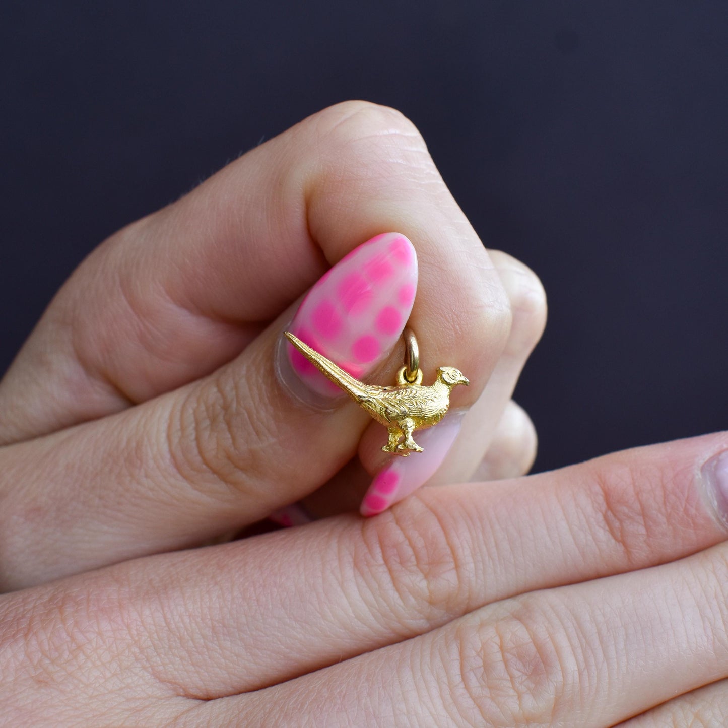 Vintage 9ct Yellow Gold Pheasant Bird Charm Pendant