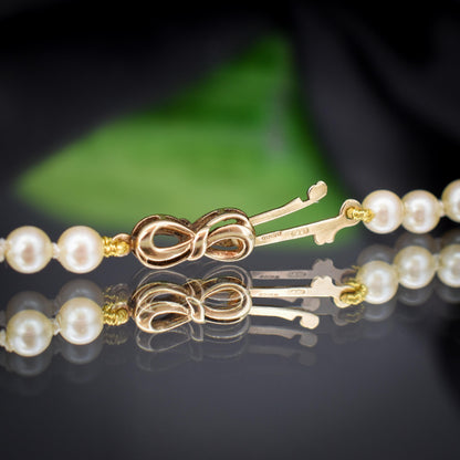 Vintage Graduated Pearl Gold Strand Beaded Necklace | 17"