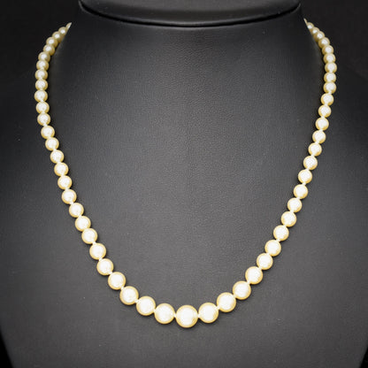 Vintage Graduated Pearl Gold Strand Beaded Necklace | 17"
