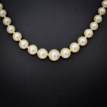 Vintage Graduated Pearl Gold Strand Beaded Necklace | 17"