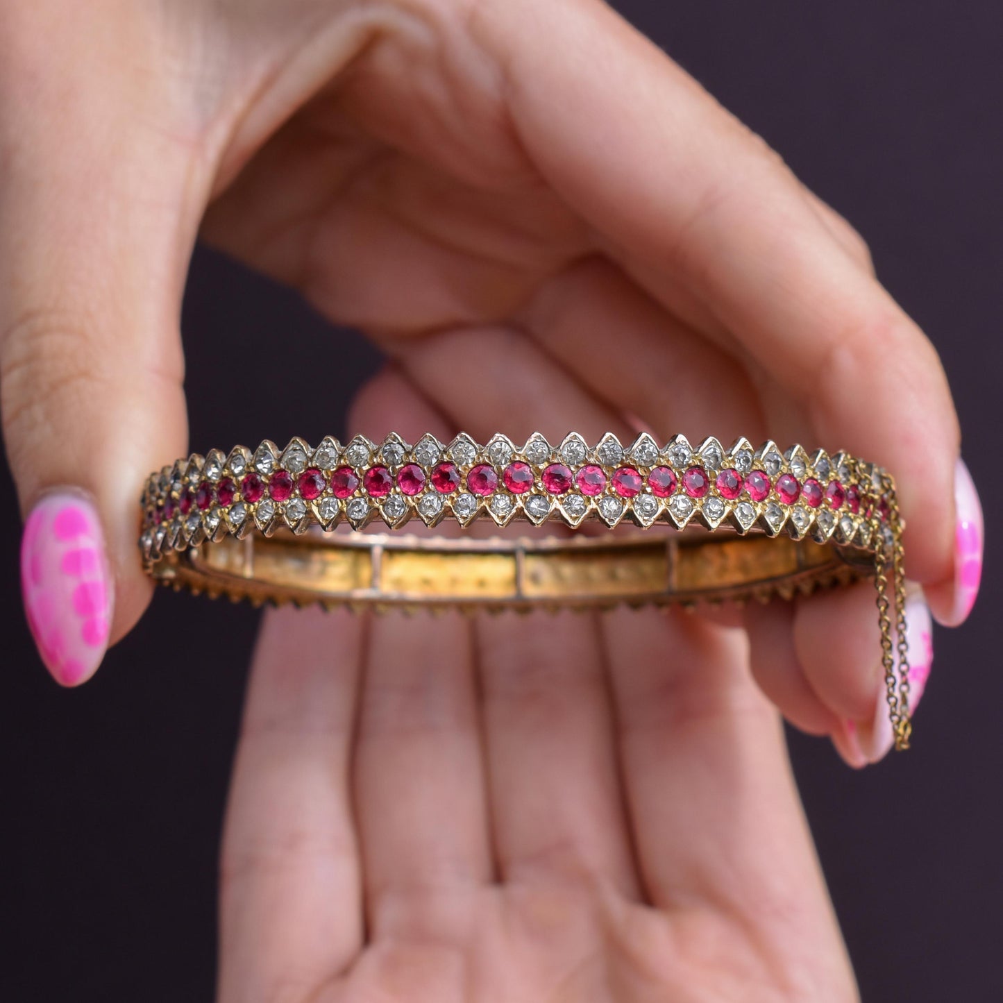 Art Deco Vintage Paste Chevron Bangle Bracelet