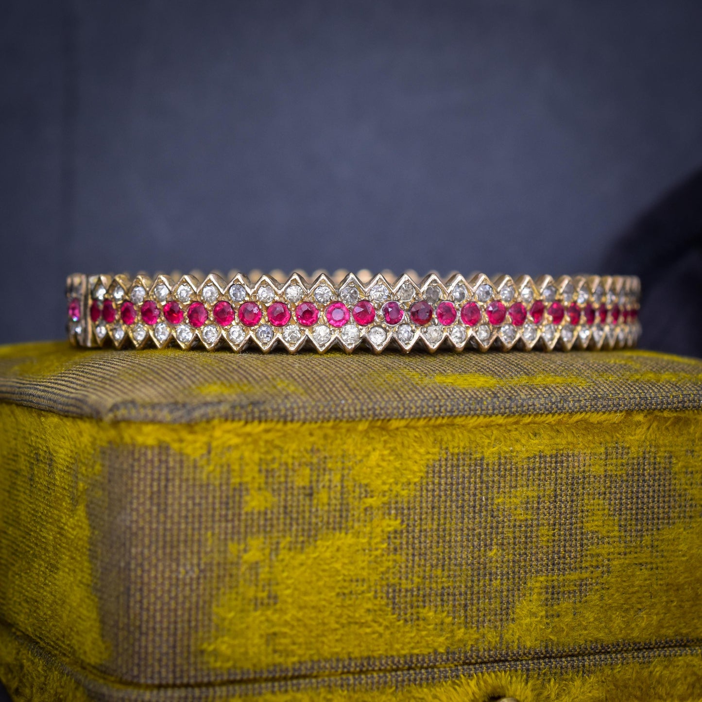 Art Deco Vintage Paste Chevron Bangle Bracelet