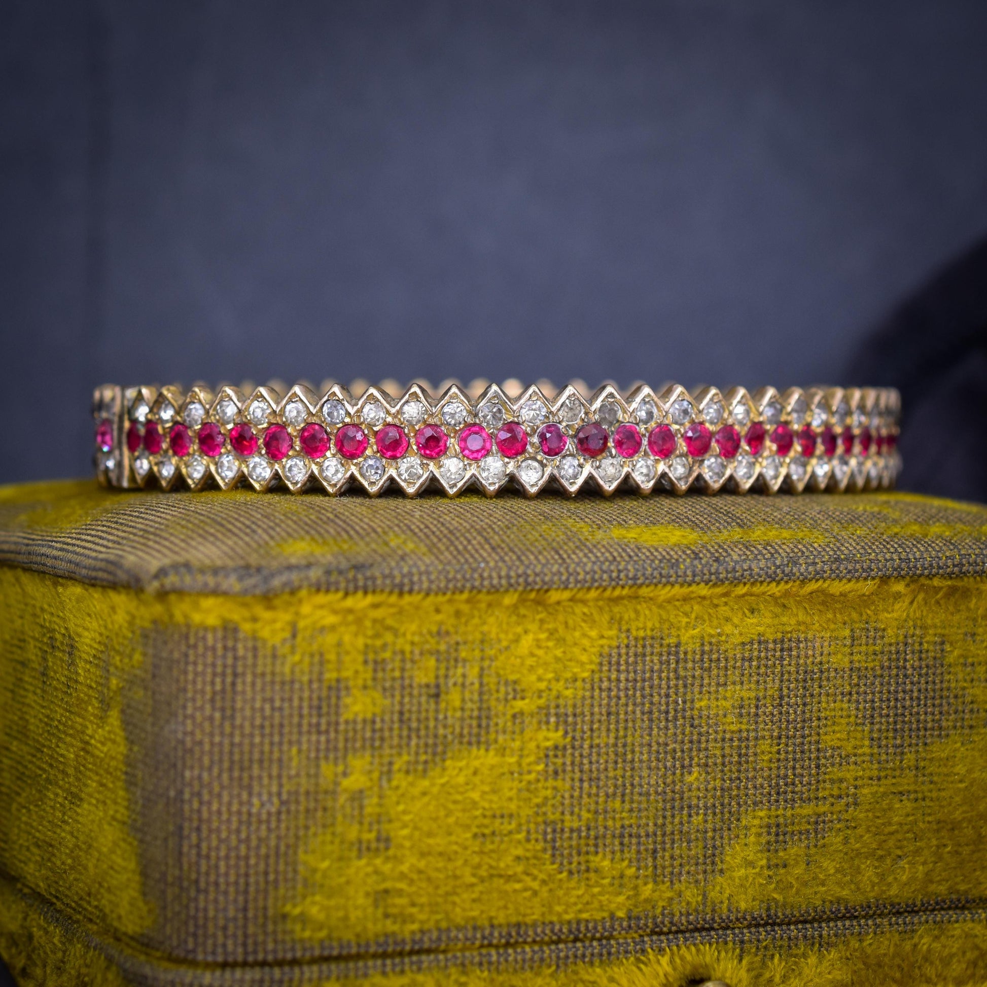 Art Deco Vintage Paste Chevron Bangle Bracelet