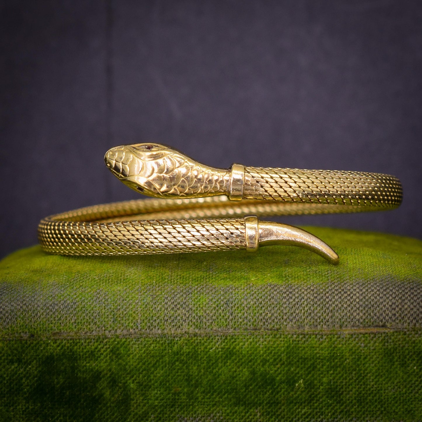 Vintage Art Deco Snake Serpent Rolled Gold Bangle Bracelet
