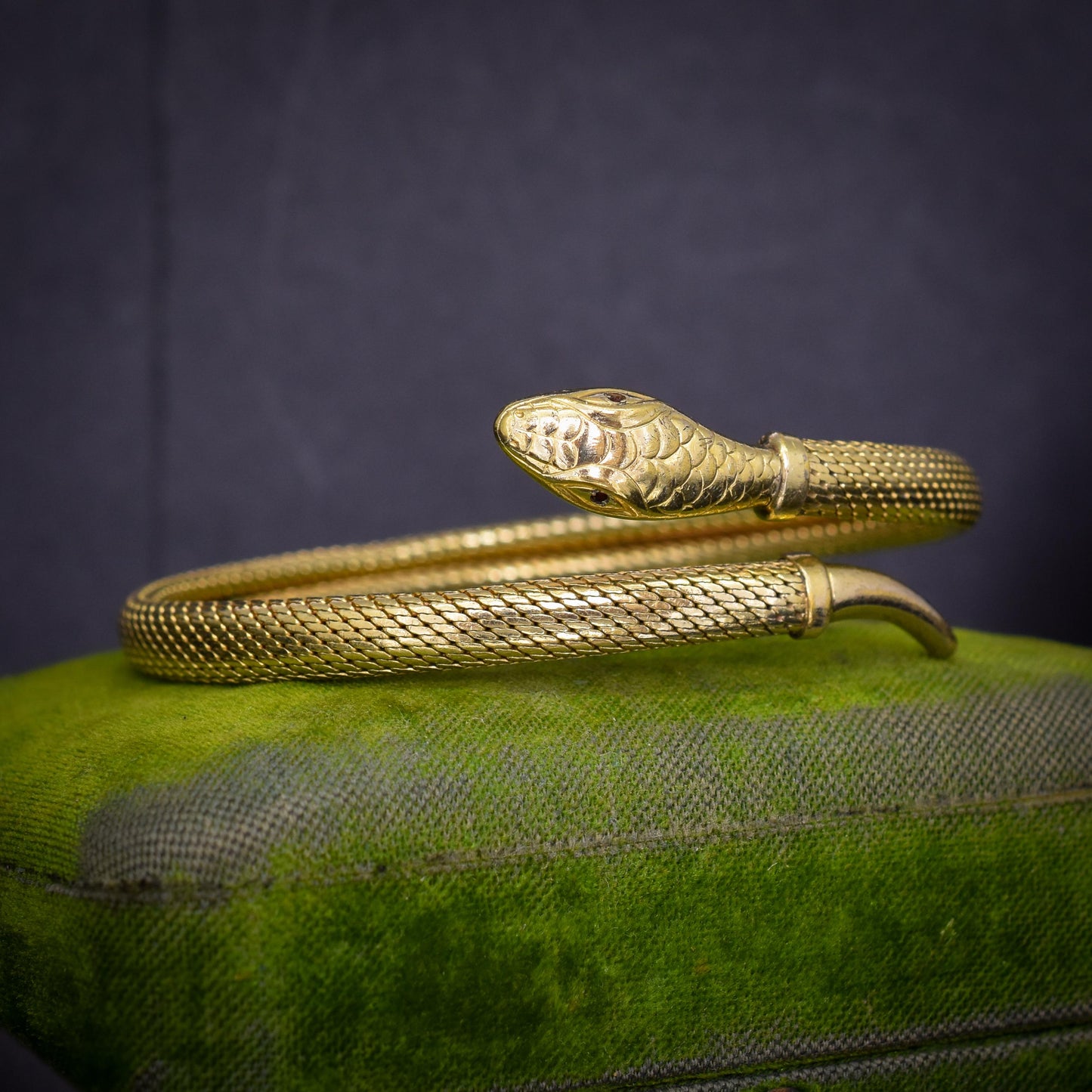 Vintage Art Deco Snake Serpent Rolled Gold Bangle Bracelet