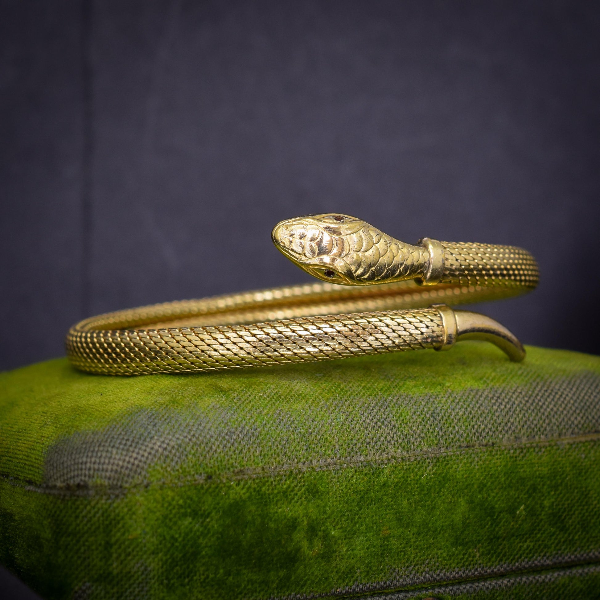 Vintage Art Deco Snake Serpent Rolled Gold Bangle Bracelet