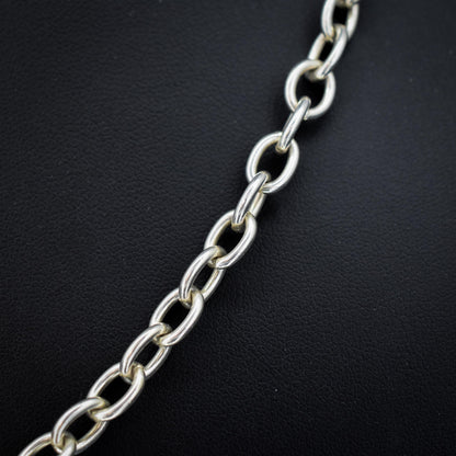 Vintage Sterling Silver Oval Cable Link Watch Chain Necklace with T-Bar and Dog Clips – 18.5"