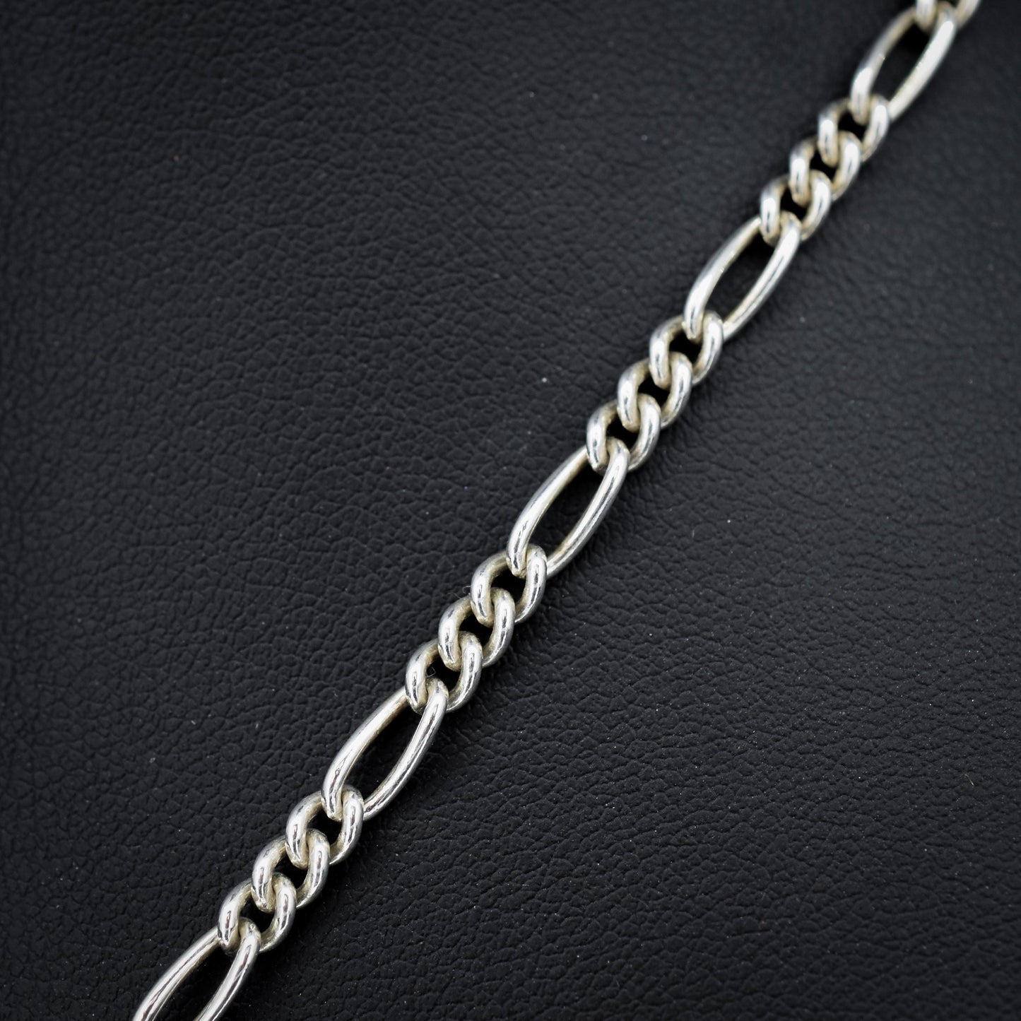 Vintage Sterling Silver Figaro Albert Chain Necklace with Dog Clip, T Bar & Tassel | 18"