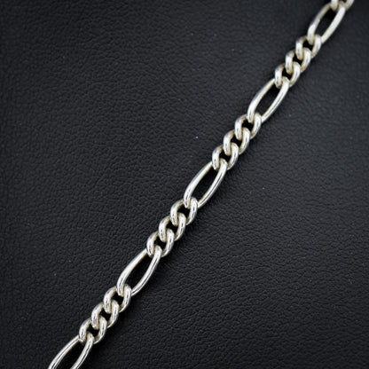 Vintage Sterling Silver Figaro Albert Chain Necklace with Dog Clip, T Bar & Tassel | 18"