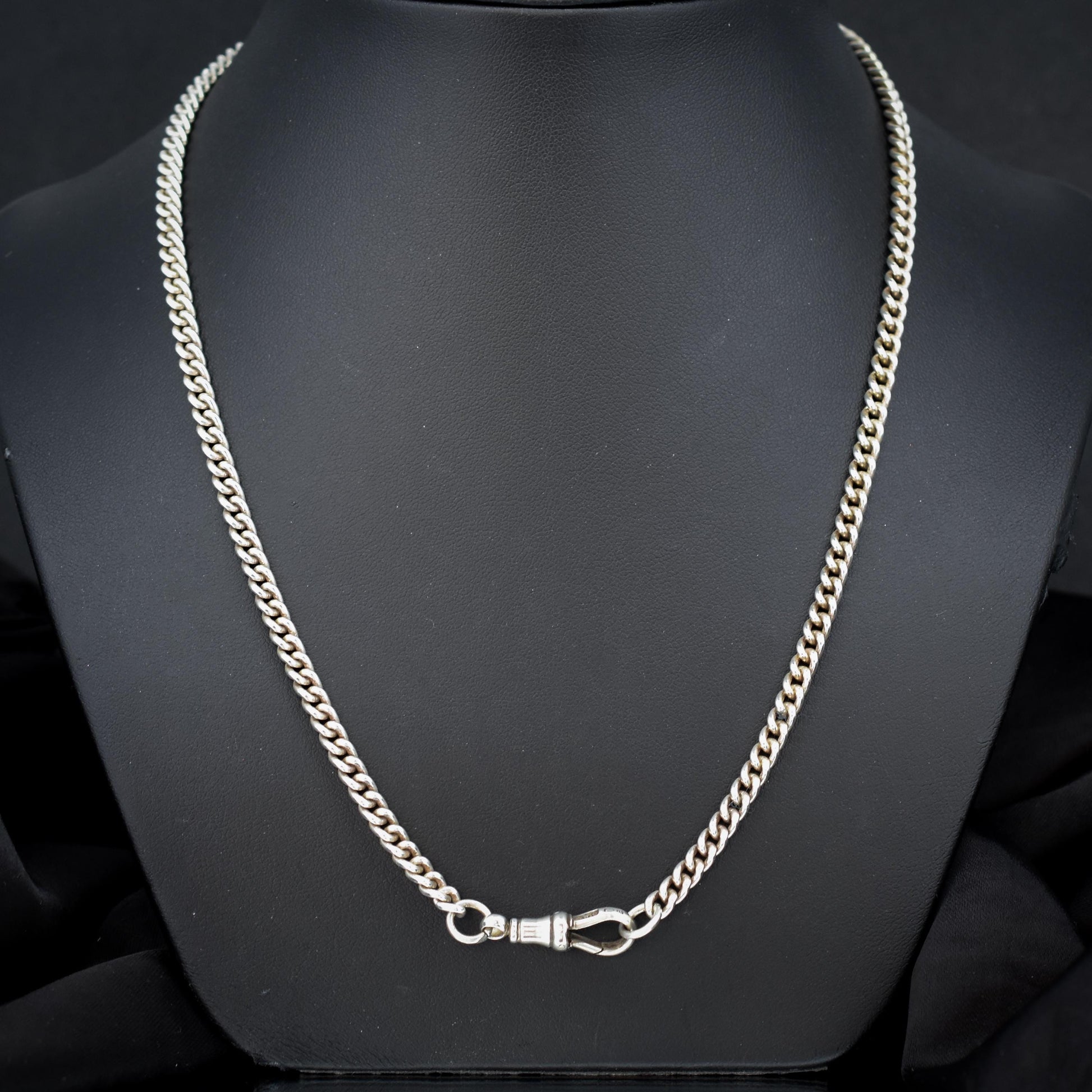 Vintage 24.5" Sterling Silver Uniform Curb Link Long Chain Necklace with Dog Clip