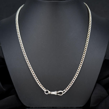 Vintage 24.5" Sterling Silver Uniform Curb Link Long Chain Necklace with Dog Clip