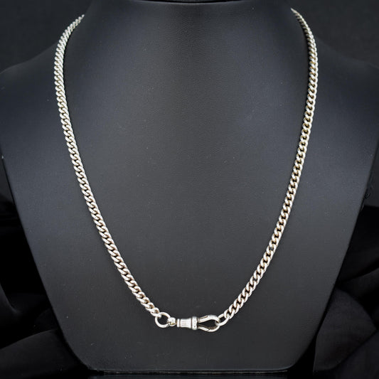 Vintage 24.5" Sterling Silver Uniform Curb Link Long Chain Necklace with Dog Clip