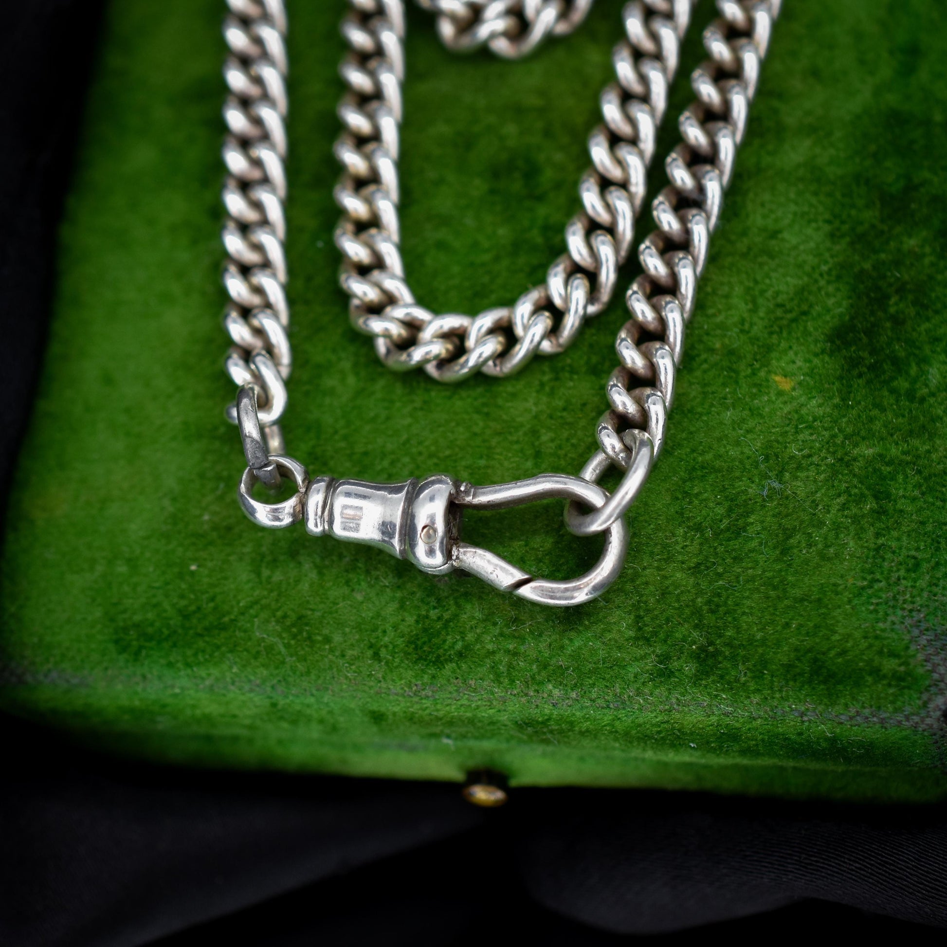 Vintage 24.5" Sterling Silver Uniform Curb Link Long Chain Necklace with Dog Clip