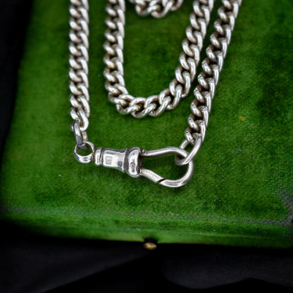 Vintage 24.5" Sterling Silver Uniform Curb Link Long Chain Necklace with Dog Clip