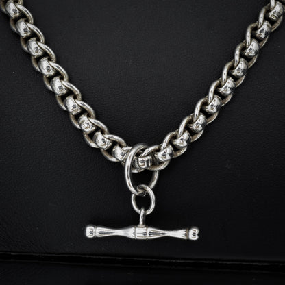Vintage Sterling Silver Rollerball Albert Watch Chain Necklace | 19"